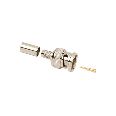 75 Ohm BNC Male 3 Piece Crimp-Style Coaxial Connector, RG-59 / RG-62